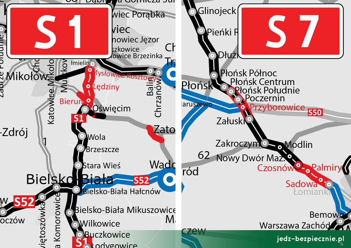 Kierowcy mogą korzystać z S1 Dankowice–Bielsko-Biała i S7 Płońsk–Modlin | Jedź Bezpiecznie